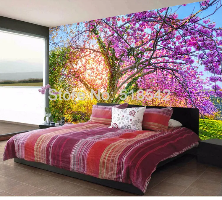 Пользовательские настенная Бумага cherry blossom дерево 3D цветочные стены Бумага для рисования Домашний Декор Гостиная Спальня ТВ Задний план фото