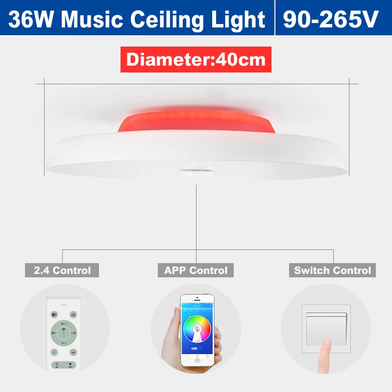 PRO Music Color 36W Современный светодиодный потолочный светильник RGB с регулируемой яркостью 25 Вт 36 Вт 52 Вт приложение дистанционное управление Bluetooth Музыка Свет спальни лампы умный потолочный светильник - Цвет корпуса: PRO Music Color 36W