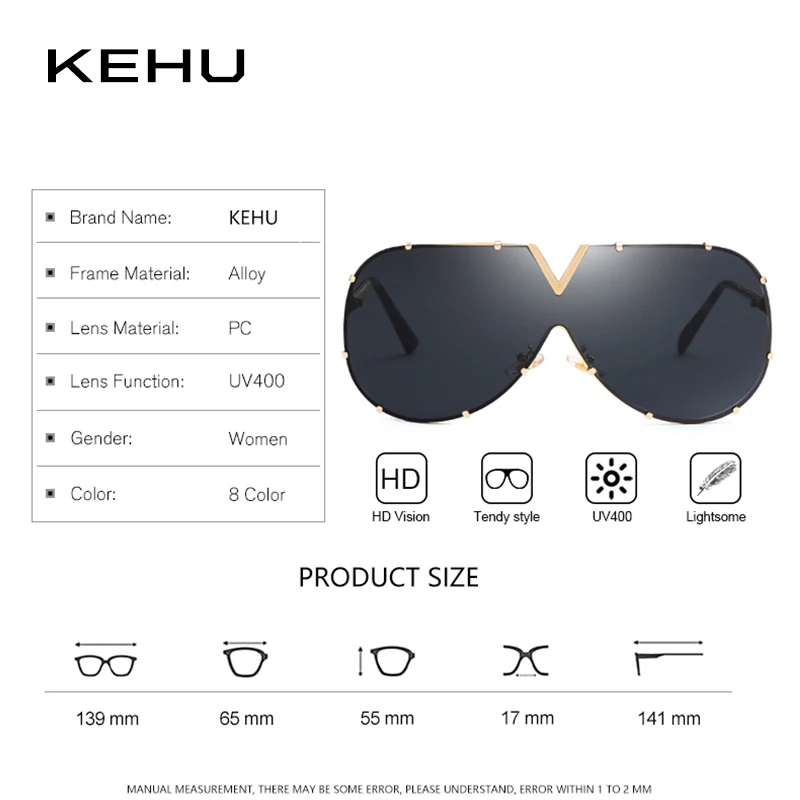 KEHU Роскошные негабаритные Квадратные Солнцезащитные очки для женщин высокое