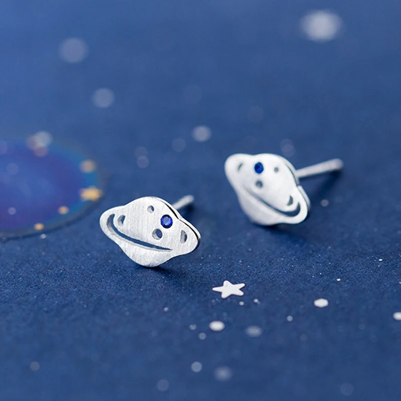 Женские серьги-гвоздики из серебра 925 пробы с изображением планеты | Украшения и