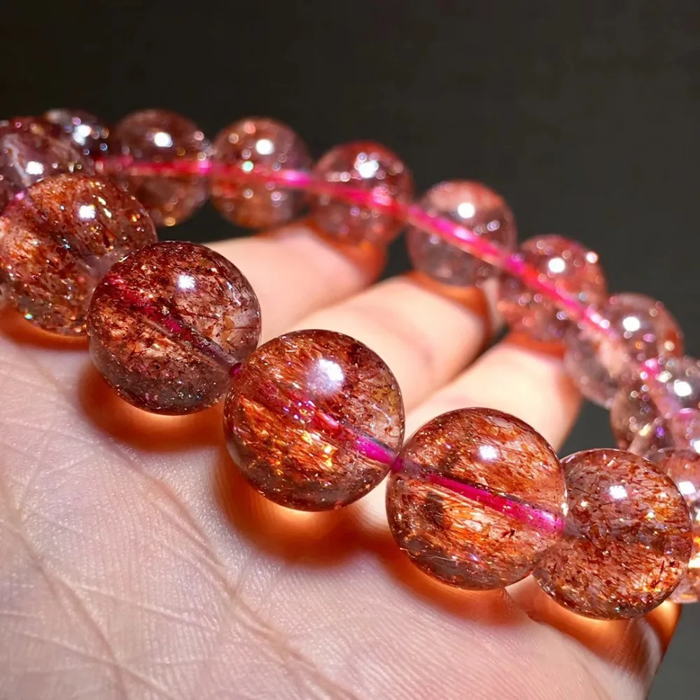 Подлинная натуральная Lepidocrocite кварц 13 мм красный супер семь прозрачный круглый