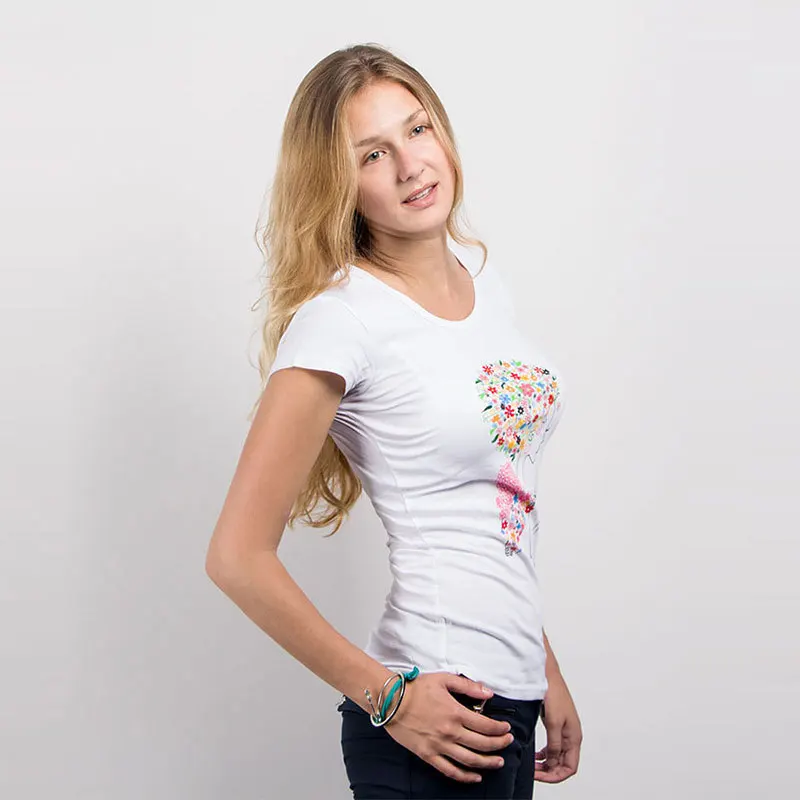 Women Brand T Shirt Ladies O-neck striped Cute Cartoon Print short Sleeve Slim Cotton Tops Tees Plus Size WT700 | Женская одежда