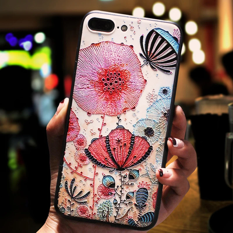 Роскошный цветочный чехол для телефона корпус etui capinha iphone 8 plus силиконовый apple