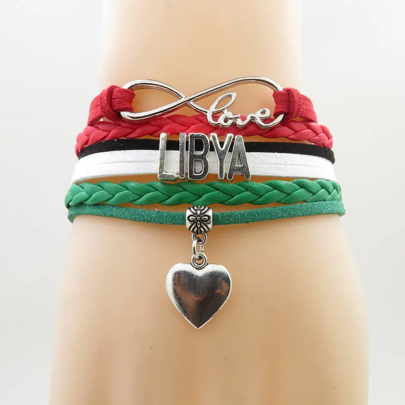 Infinity love libia Подвеска для браслета в форме сердца браслеты и с национальным флагом