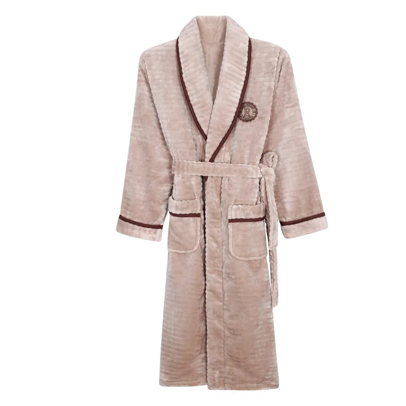 Warm Winter Flannel Men Bathrobe Women Autumn Thick Velvet Coral Fleece Bath Robes Couple Luxury Belt Sleepwear Nightgown