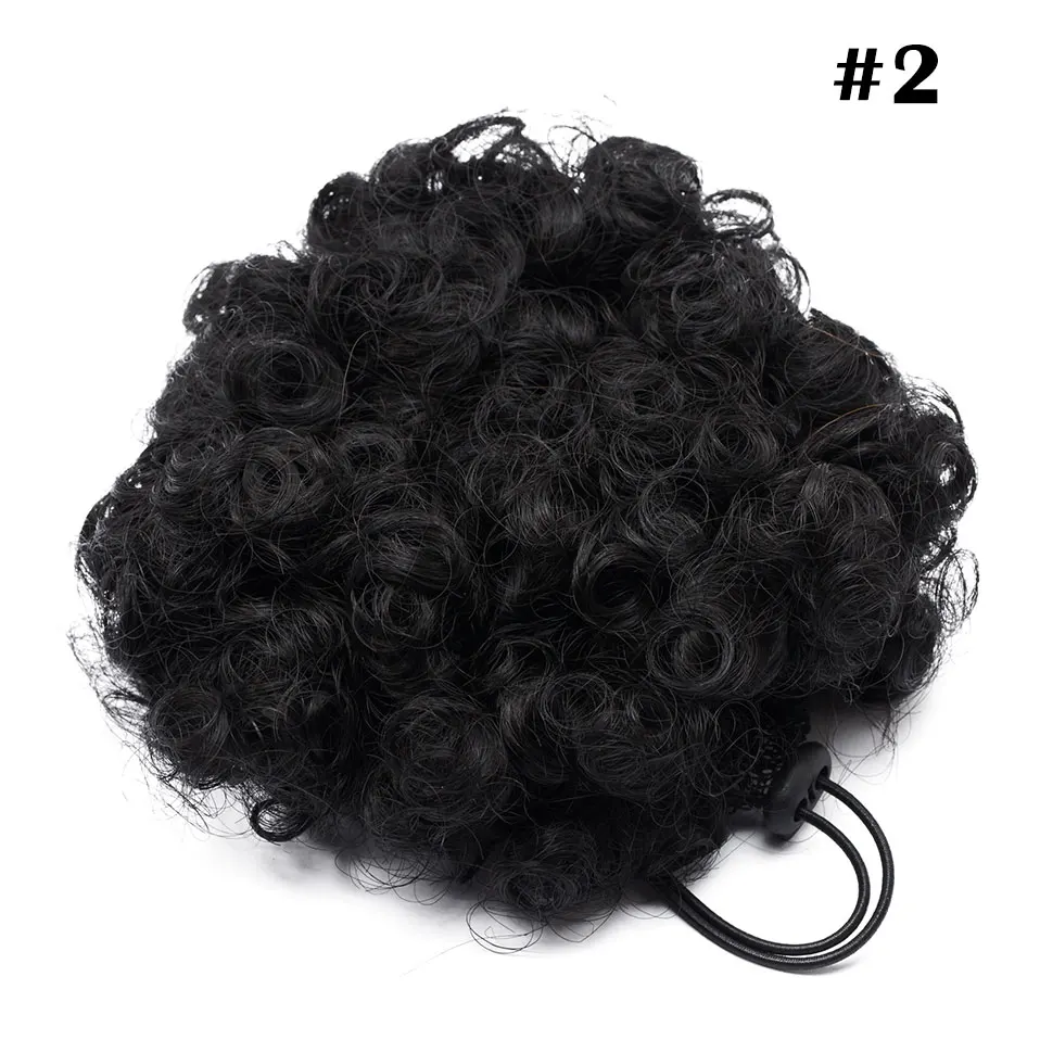 natural black-2 S-noilite " 8" синтетический слоеный афро короткий кудрявый шиньон волос булочка шнурок конский хвост обруч шиньон поддельные волосы для наращивания - Цвет: natural black-2