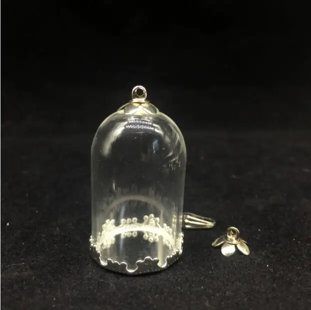 Трубчатый стеклянный глобус 5 компл./лот 30*20 мм с серебряной короной базовый лоток