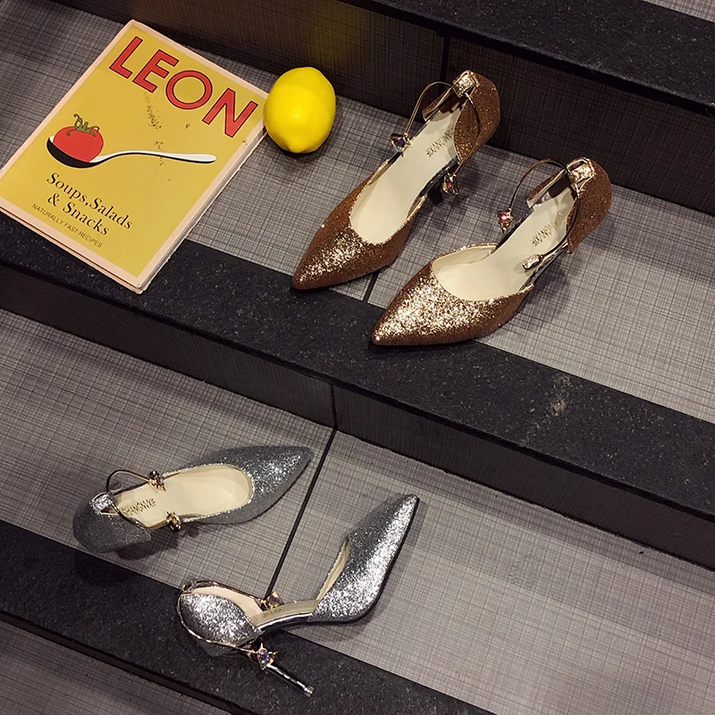 

2019 Women's Spring New Dress Women's Shoes mouth pointed banquet High Thin Heels Fashion Shallow Pump Sexy Ladies Shoes