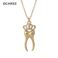 human tooth with crystals pendant dentist necklacedentist gift dentist jewelrymedical jewelry for doctornurse