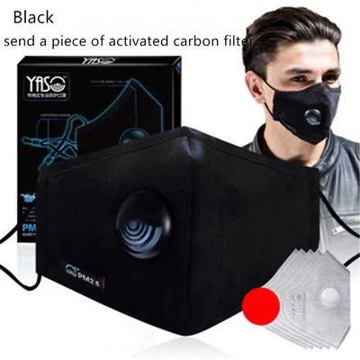 Black Antscope профессиональная Пылезащитная маска с клапаном+ KN95 углеродная ткань 4 слоя для защиты модные декоративные PM 2,5 защитная маска - Цвет: Black