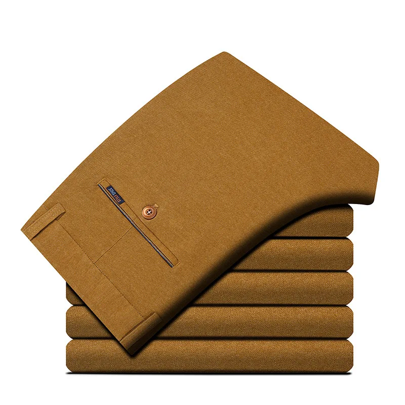 Брюки мужские прямые свободного покроя хлопок модные штаны для делового костюма