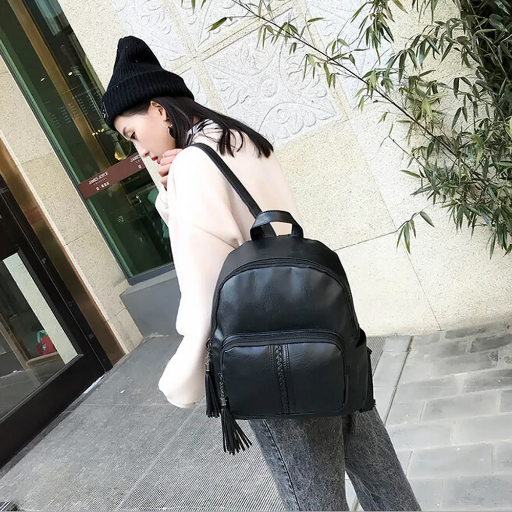 Женский рюкзак Aelicy из искусственной кожи с кисточками на молнии|mochila fashion|backpack