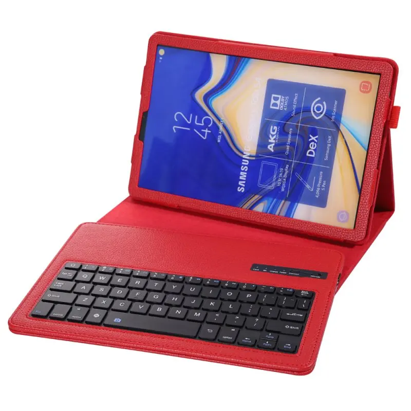 Кожаный чехол Премиум для Samsung Galaxy Tab S4 10,5 T830 T835 SM-T830 SM-T835 покрытия принципиально Капа с Съемная клавиатура Bluetooth - Цвет: Красный