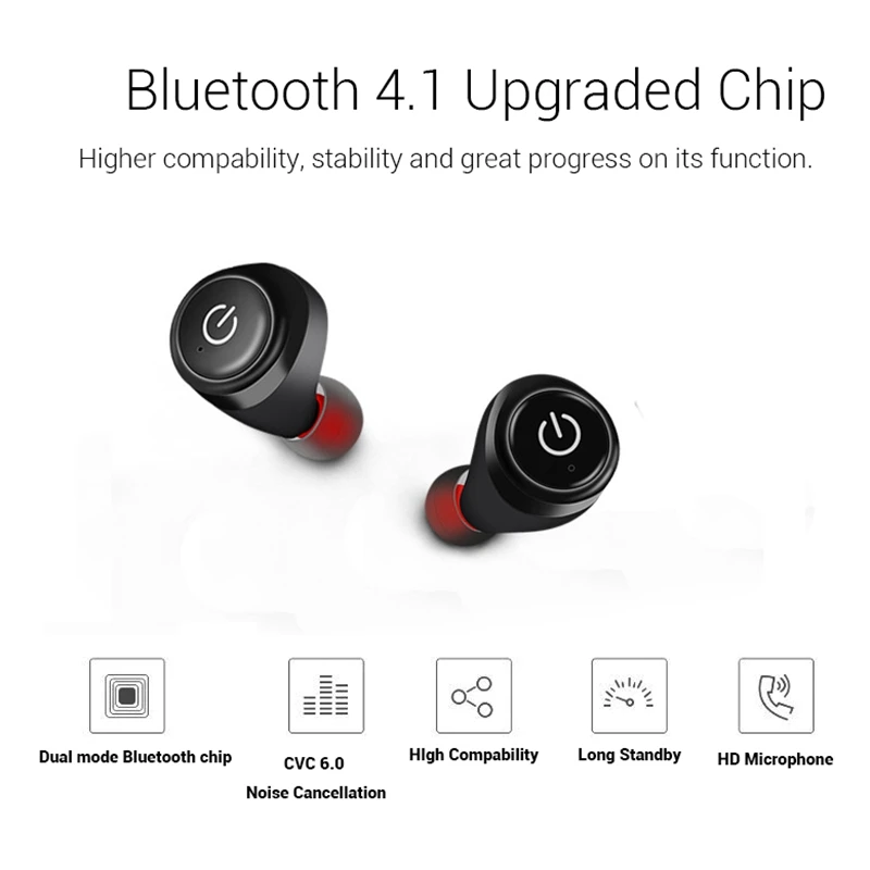 True Wireless Stereo Bluetooth Earbuds Headset Mini Twins TWS Earphone Handfree Headphones(black) | Электроника