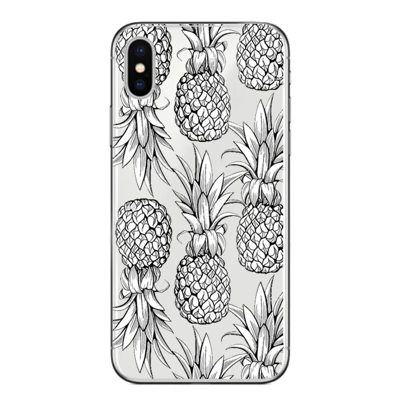 Силиконовый мягкий прозрачный TPU Fundas Capinha с изображением фруктов ананаса арбуза