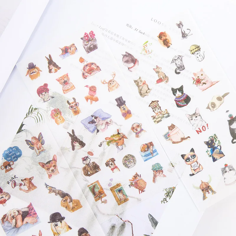 6 листов/пакет с милым рисунком кота украшения стикеры дневник альбом этикетка