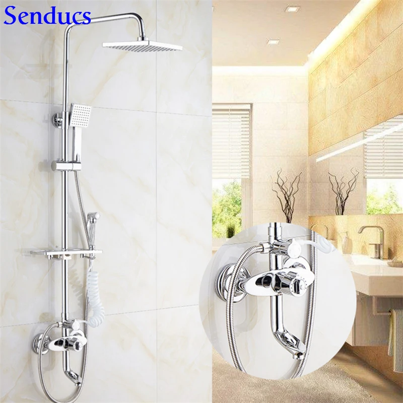 

Senducs Chrome Thermostatic Shower Set Classic Bathroom Shower System with Cheap Price Brass Bathroom Top Shower Set