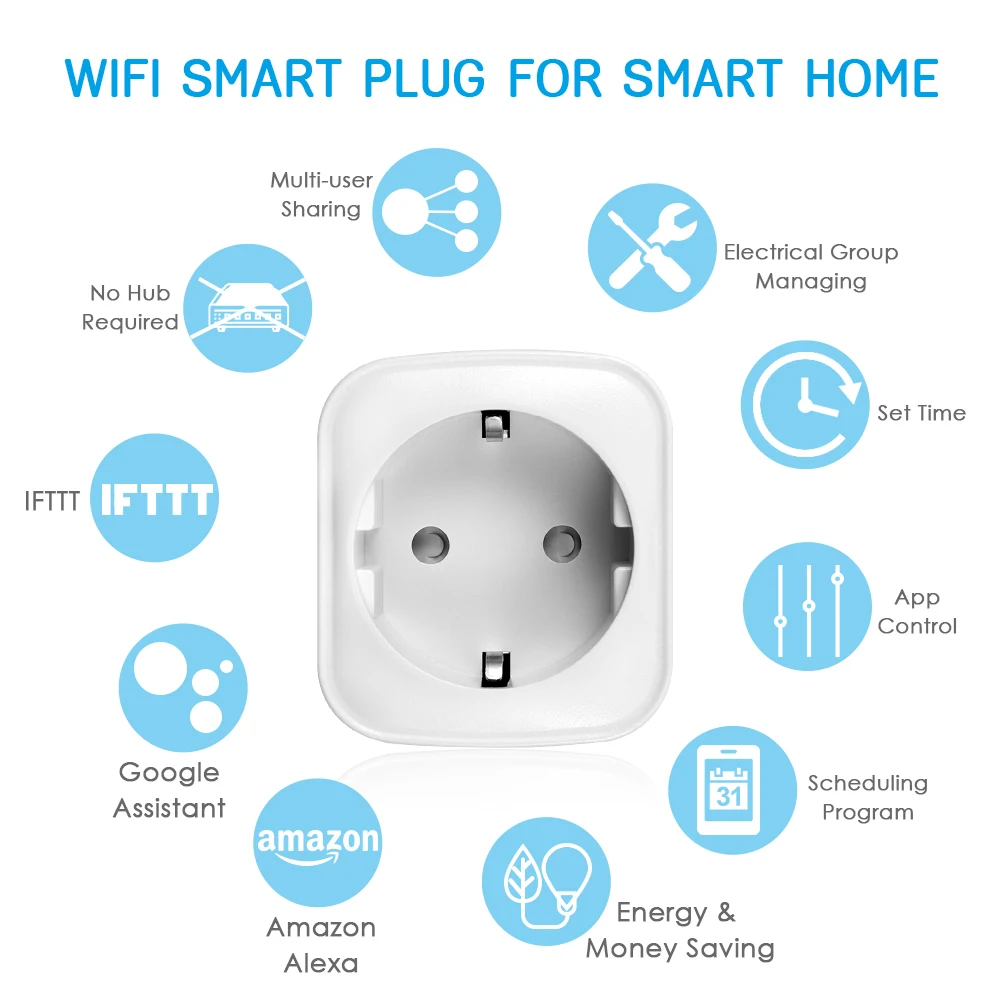 4 шт wifi умная розетка Мини-розетка с дистанционным управлением умная розетка с функцией таймера работает с Alexa Echo& Google Assistant