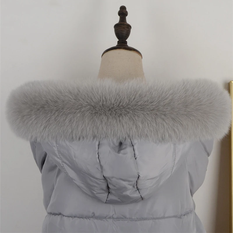 Зимний теплый 100% натуральный Лисий меховой воротник для женщин пальто съемные