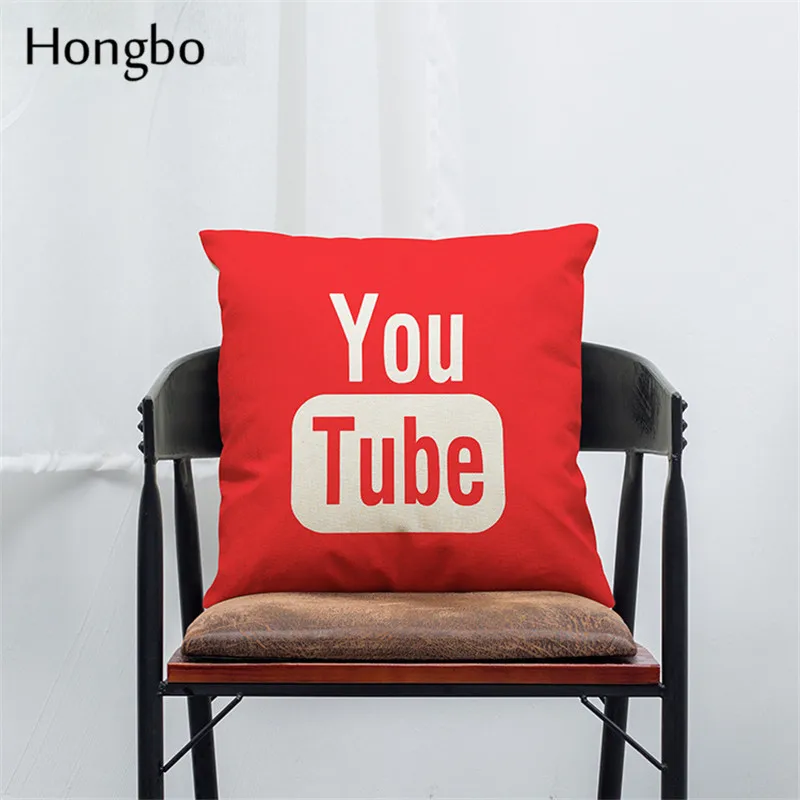 Льняные Наволочки с логотипом YouTube Skype 45x45 см|linen cushion|cushion covercushion cover linen |