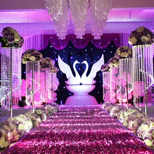 

Hot 115cm Tall luxury acrylic crystal wedding road lead walkway centerpiece Flower stand/ Banquet T- stand 10pcs