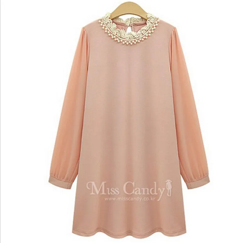 Плюс размер XL 5XL Женская футболка с длинным рукавом платье 2018 Осень Новый стиль