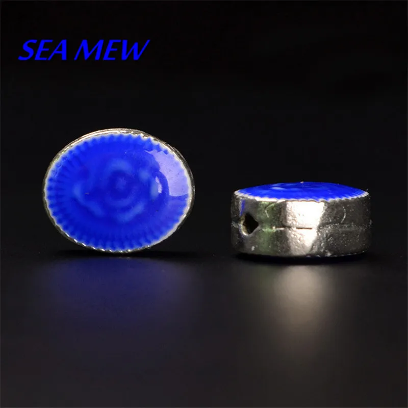 

10 PCS 14mm*11mm Metal Alloy Enamel Drops Of Glaze Nepal Oval Spacer Beads Hole Bead For Jewelry Making