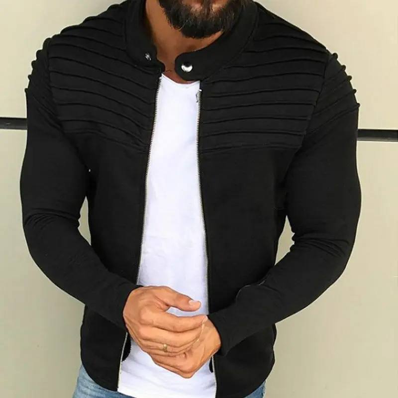 2019 New Fashion Men's Winter Zip up Slim Collar Solid Military Jacket Tops Long Sleeve Casual Coat Outerwear | Мужская одежда