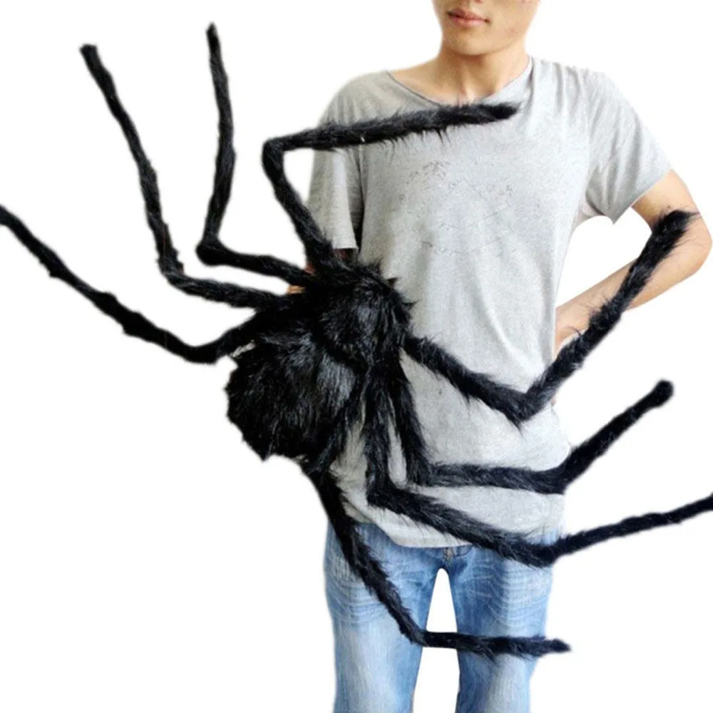 Супер большой плюшевый паук из проволоки и плюша черный разноцветный стиль