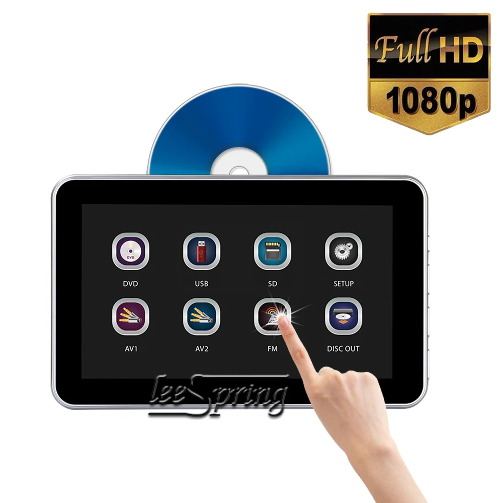 10 1 дюймовый сенсорный экран подголовник монитор dvd плеер с FM/IR/USB/SD (MP5)/Поддержка