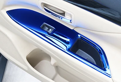 blue Стеклоподъемник из нержавеющей стали для Mitsubishi Outlander 2013 авто аксессуары Стайлинг 4 шт - Цвет: blue