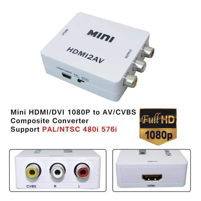 Новейшие Белый Mini HDMI вход цифро аналоговый RCA аудио/видео CVBS сигнала для ТВ VHS