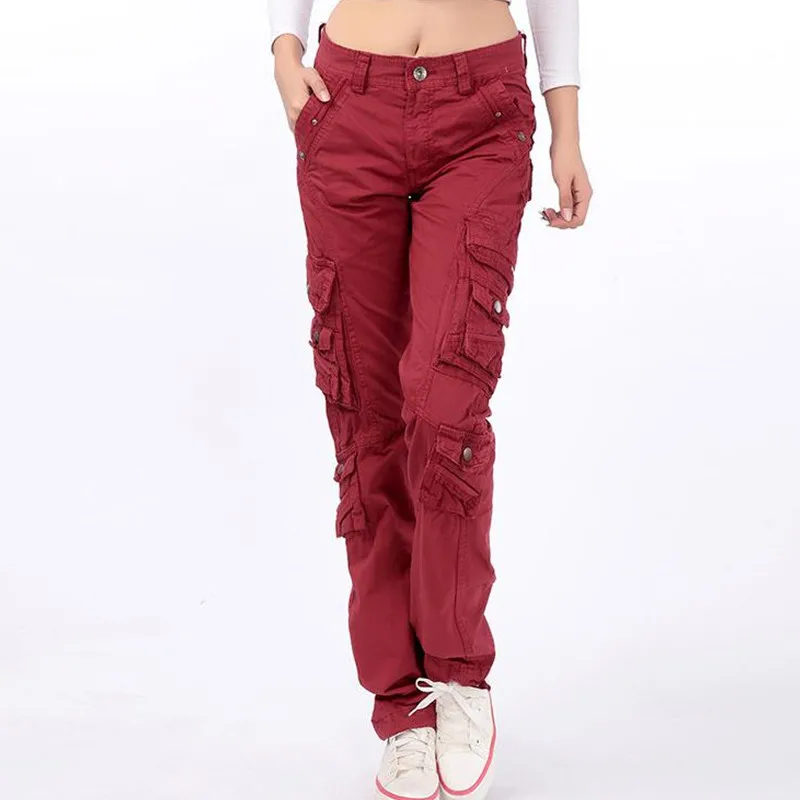 Pantalon femme Весна женские прямые брюки карго с несколькими карманами джинсовые комбинезоны дамские модные мешковатые Джоггеры для тренировок - Цвет: as picture