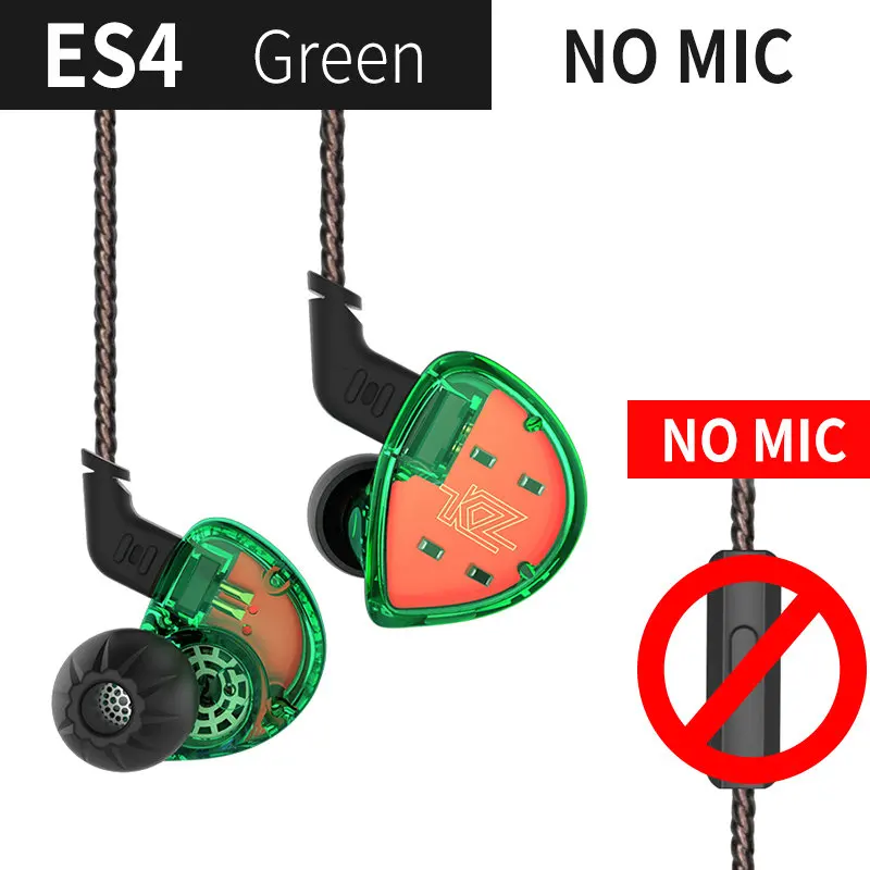 ES4Greennomic KZ ZS10 ES4 наушники 4BA 1BA с 1DD динамические гибридные наушники-вкладыши спортивные наушники 5 приводных устройств гарнитура вкладыши 1BA KZ ES4 - Цвет: ES4Greennomic