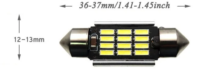 36mm-37mm 12SMD Комплект из 2 предметов, без ошибок гирлянда 31/36/39/41 мм Светодиодная лампа C5W Подсветка регистрационного номера для Mercedes Benz W210 W211 W203 W208 W209 W169 AMG CLK - Испускаемый цвет: 36mm-37mm 12SMD