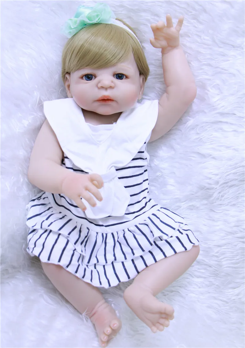 

Bebe 55cm Full silicone body reborn baby girl doll toys 22 inch princess toddler babies doll fashion birthday gift bonecas