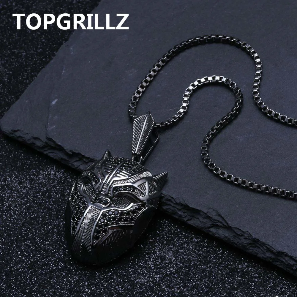 TOPGRILLZ хип хоп Черная пантера ожерелье с подвеской со льдом мужские ювелирные