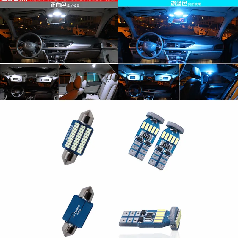 

8pcs Car Lamp LED Light Bulbs Interior Package Kit For 2009-2016 Kia Forte Map Dome Trunk License Plate Light White ice blue