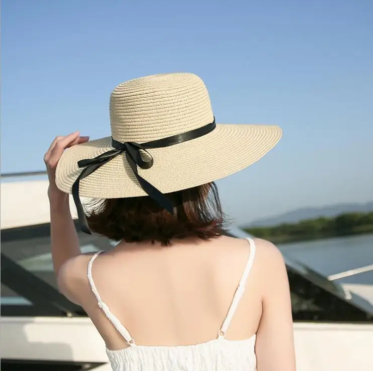 2017 summer Beautiful Adult cap Bow Straw hat Summer Sun Beach caHat Girl Women sun hats for women kentucky derby hat|sun women|sun hatstraw |