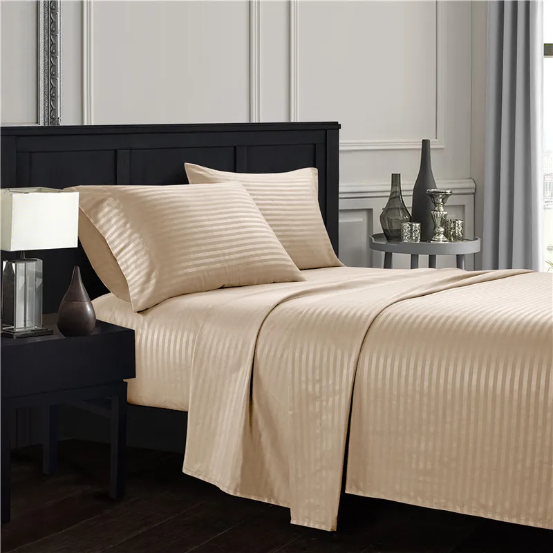 beige yellow 12 узоров одноцветная полоска шлифовальный лист комплект простыня плоский лист и наволочки Король Королева Полный Твин - Color: beige yellow