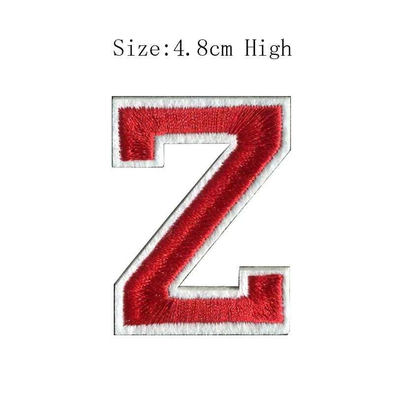 Z bagde 1 шт., A-Z, белые и красные английские алфавитные буквы, Смешанные Вышитые нашивки, нашивки для одежды, сумки, штаны(высота 48 мм - Цвет: Z bagde