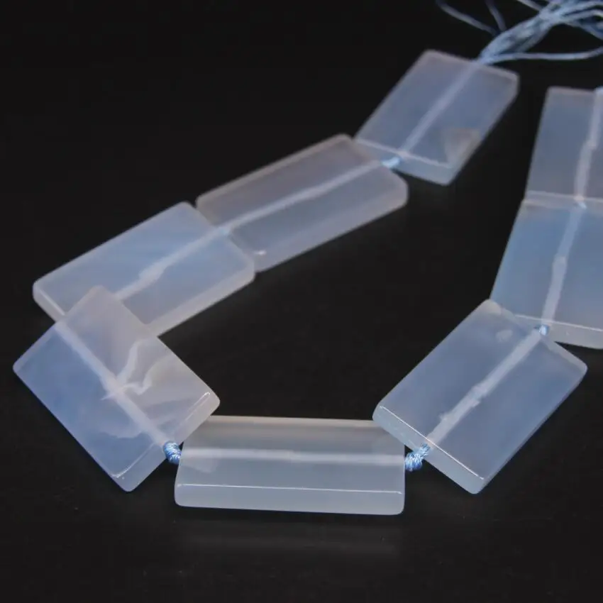 

AA Quality 8pcs/strand Light Blue Natural Gems Agates Drilled Rectangular Slab Loose Beads,Onxy Slice Nugget Pendants Jewelry