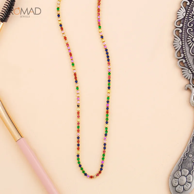 Ожерелье Romad золотого цвета с радужным кубическим цирконием Очаровательное