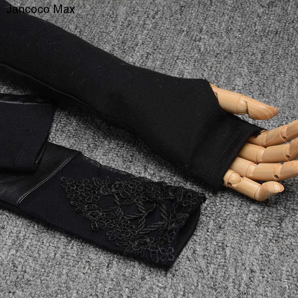 Jancoco Max модные дизайнерские женские длинные из натуральной овечьей кожи кружевные перчатки вечерние рукавицы S2066