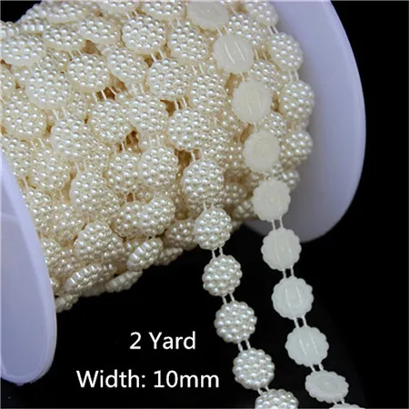 Micui 1-5yard мульти-размер ABS имитация жемчуга бисер цепь отделка для DIY свадебное платье костюм с аппликацией аксессуары для рукоделия - Цвет: 10mm  2yard