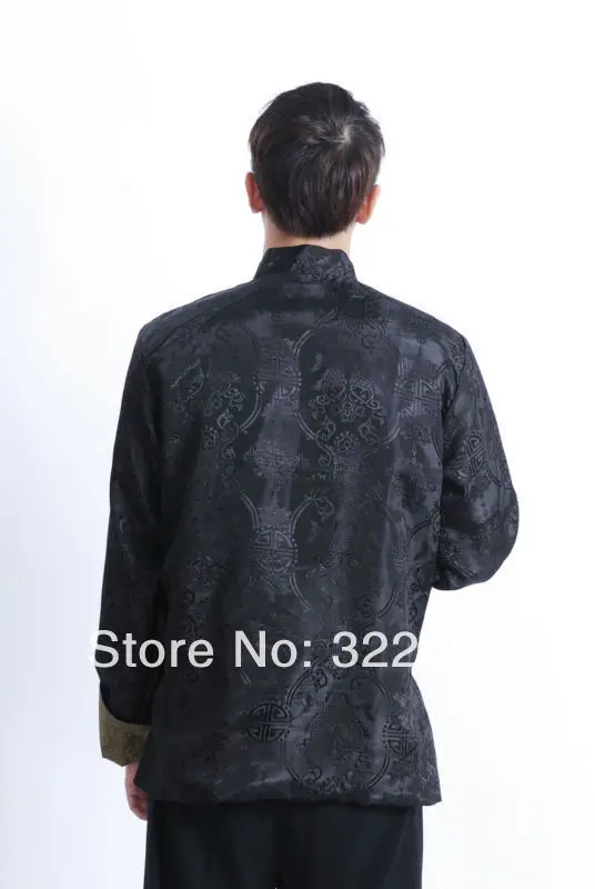 Шанхай история Новый черный/зеленый цвет с длинным рукавом Тан костюм Китайская