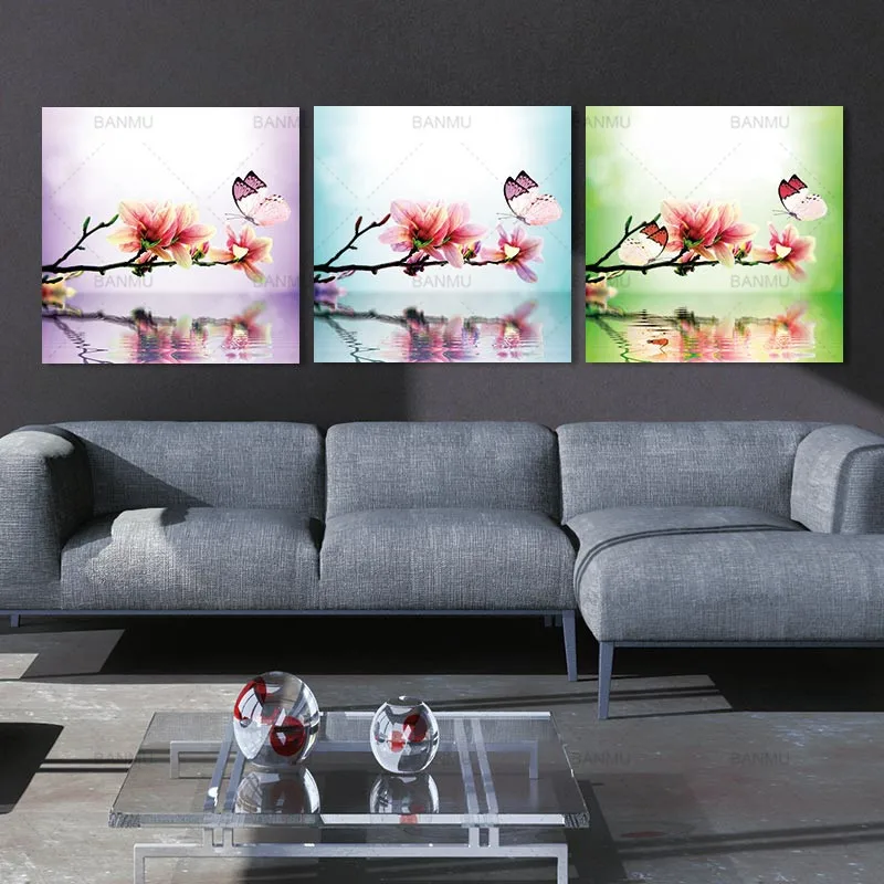 

Canvas Painting Wall Art flower and butterfly Wall picture Canvas Prints beautiful art wall Pictures 3 Panel home decoration