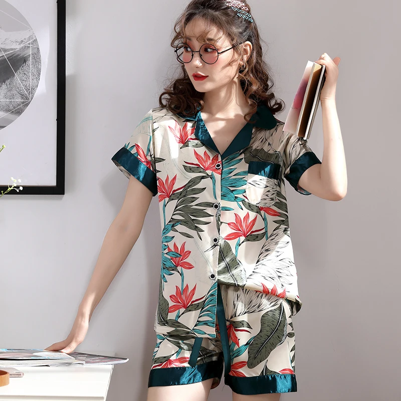Женские короткие пижамные комплекты 2019 одежда для отдыха пижамы дам домашняя 2