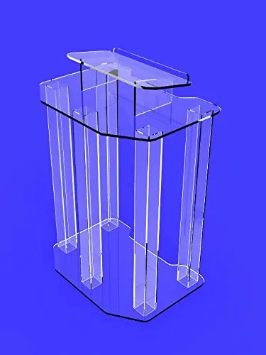Fixture Displays Podium, Clear Ghost Acrylic wrap- around style Pulpit, Lectern Fully Assembled ASSEMBLED plexiglass