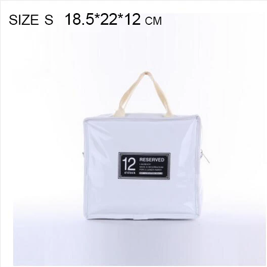 White size S Новые ПВХ сумки для обеда для женщин и мужчин, водонепроницаемые, сохраняющие свежесть Изолированные сумки для обеда, ручная переноска, утолщенные сумки-холодильники из оловянной фольги - Цвет: White size S